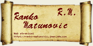 Ranko Matunović vizit kartica